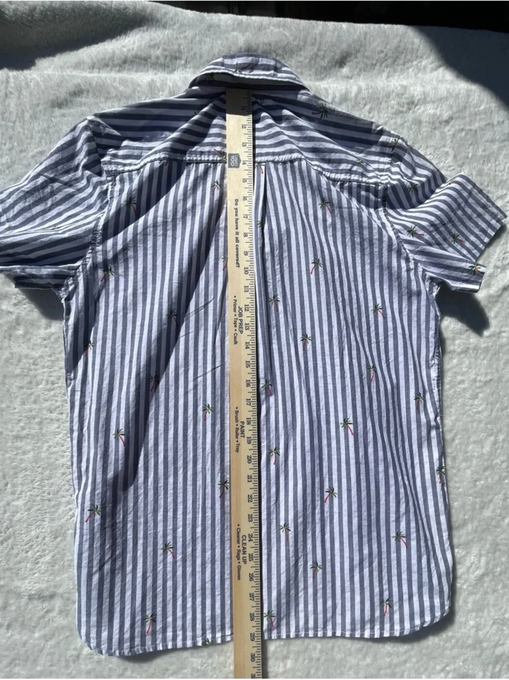 Sovereign Code Blue‎ and White Striped Short Sleeve Button-Down Shirt